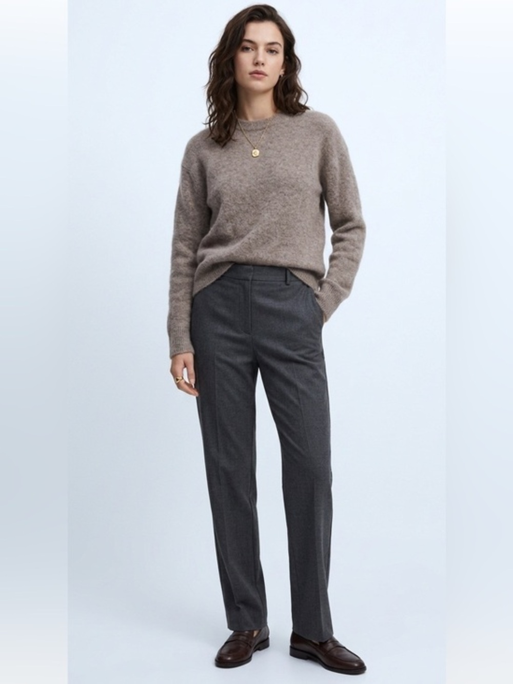 H&M Edition Wool & Alpaca Blend Mauve Crewneck Sweater Size Small